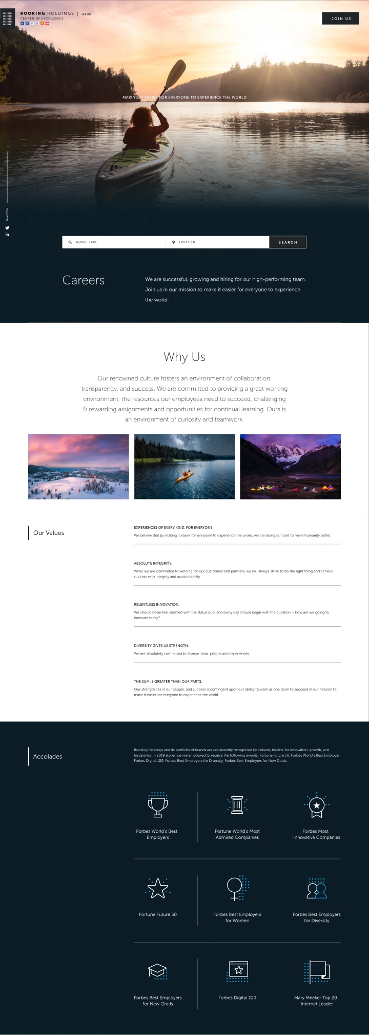 Booking Holdings COE homepage