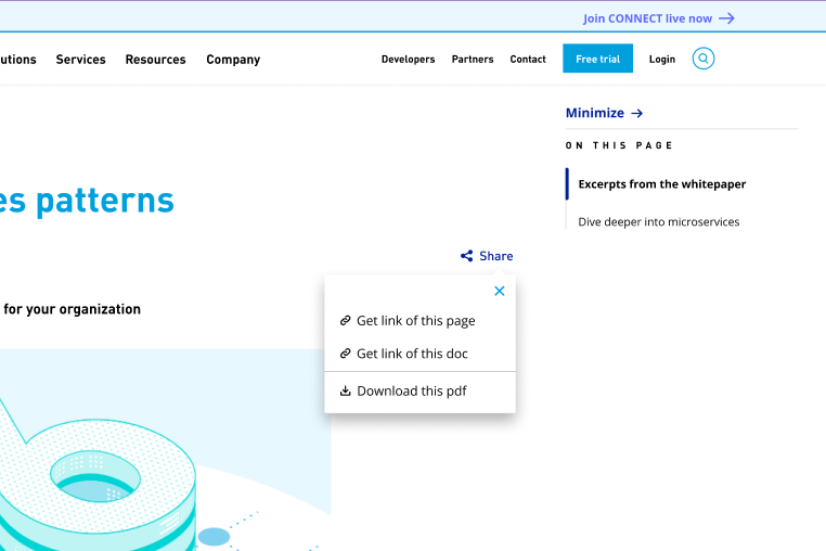 Share button — expanded options
