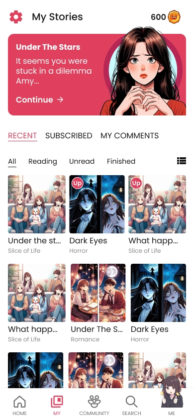 My Stories library