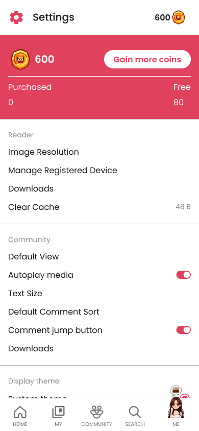 Settings overview