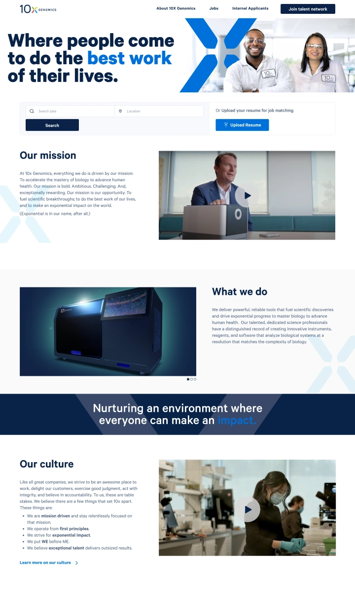 10x Genomics careers homepage